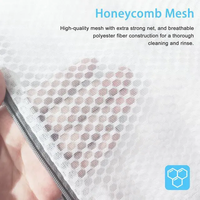 Alt view image 3 of 7 - 3 Medium (12 x 16 in) Mesh Laundry Bags for Delicates, Durable Honeycomb Wash Bags with Premium Zippers - Laundry Essentials Mesh Bags for Lingerie, Bras, Socks, Sweater, Travel & Organize