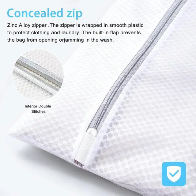 Alt view image 4 of 7 - 3 Medium (12 x 16 in) Mesh Laundry Bags for Delicates, Durable Honeycomb Wash Bags with Premium Zippers - Laundry Essentials Mesh Bags for Lingerie, Bras, Socks, Sweater, Travel & Organize