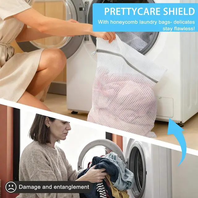 Alt view image 6 of 7 - 3 Medium (12 x 16 in) Mesh Laundry Bags for Delicates, Durable Honeycomb Wash Bags with Premium Zippers - Laundry Essentials Mesh Bags for Lingerie, Bras, Socks, Sweater, Travel & Organize