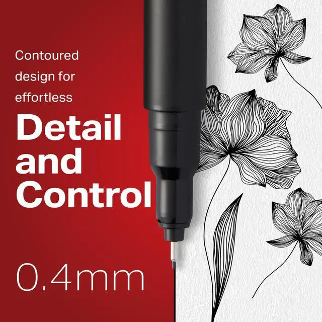 Alt view image 4 of 6 - Felt Tip Pens, Fine Point (0.4mm), Felt Tip Markers, Black, 12 Count - Journaling, Art, Drawing, Teacher, Back to School