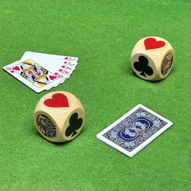 Alt view image 5 of 7 - 2-Pack Trump Marker Dice, 2 Inch Wooden Euchre Cubes with Velvet Storage Bag, Trump Suit Indicator for Euchre, Pinochle, Bridge, Poker