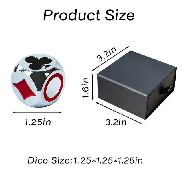 Alt view image 2 of 7 - Premium Trump Marker Dice, 1.25 Inch Metal Euchre Cube with Velvet Storage Bag, Trump Indicator for Euchre, Pinochle, Bridge, Poker, and Other Card Games