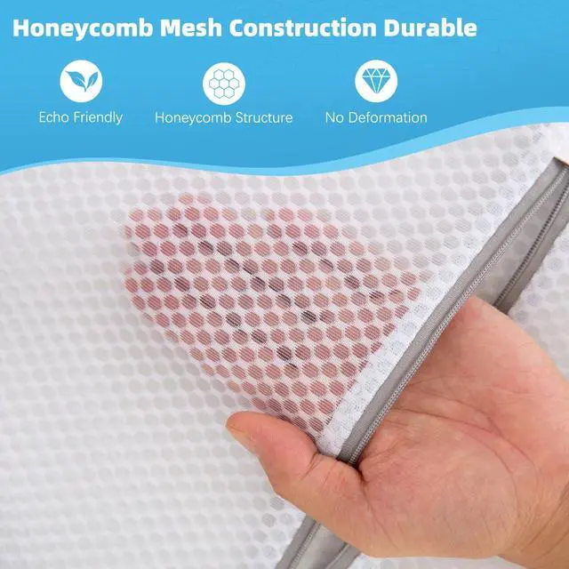 Alt view image 2 of 7 - Honeycomb Mesh Laundry Bags for Delicates - 12x16 Inches Medium Washing Bags for Bras, Lingerie, Socks, Baby Clothes - Gentle Wash Protection with Zipper Closure (6)