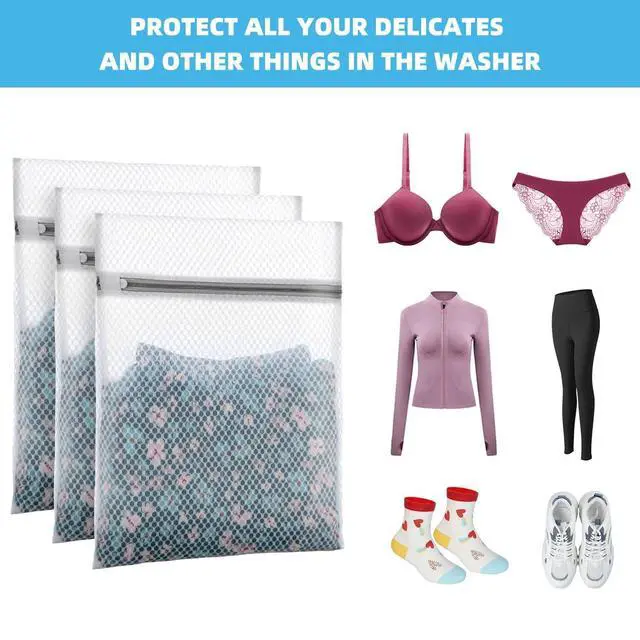 Alt view image 7 of 7 - Honeycomb Mesh Laundry Bags for Delicates - 12x16 Inches Medium Washing Bags for Bras, Lingerie, Socks, Baby Clothes - Gentle Wash Protection with Zipper Closure (6)