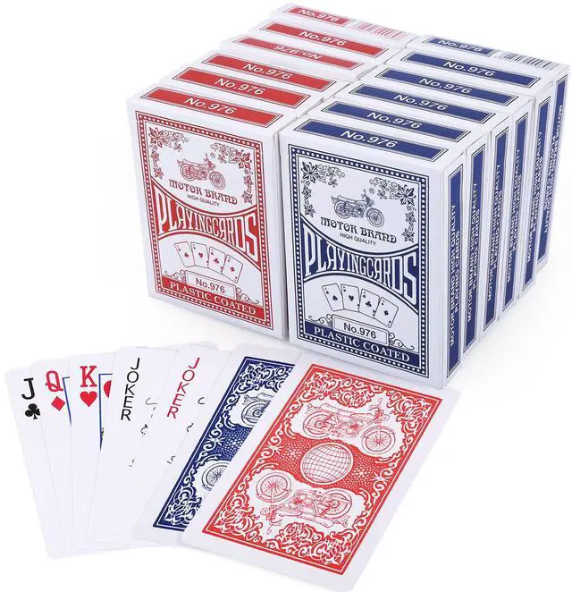 Main image of Playing Cards, 12 Pack, Decks of Cards Bulk, Poker Size, Standard Index, for Blackjack, Euchre, Canasta Card Game, 6 Blue and 6 Red, Casino Grade Poker Cards