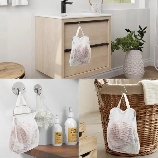 Alt view image 2 of 7 - GWT 4Pcs 3D Mesh Laundry Bags with Hanging Handles (S/M/L/XL) - Durable Zippered Wash Bags for Delicates, Shoes & Bulk Clothes - Space-Saving Foldable Design