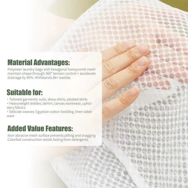 Alt view image 4 of 7 - GWT 4Pcs 3D Mesh Laundry Bags with Hanging Handles (S/M/L/XL) - Durable Zippered Wash Bags for Delicates, Shoes & Bulk Clothes - Space-Saving Foldable Design