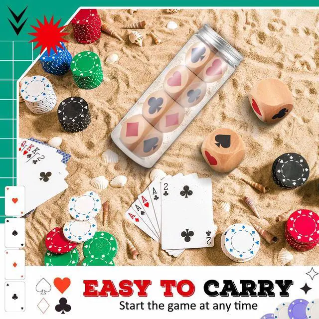 Alt view image 6 of 7 - 4 Pcs Wooden Marker Dice with Storage Box Big Size 1.57''(4cm) Ace Indicator Wooden Suit Dice Cube Clear Prints Euchre Cube Great Gift for Euchre Poker Cards Game (Brown,1.57'')