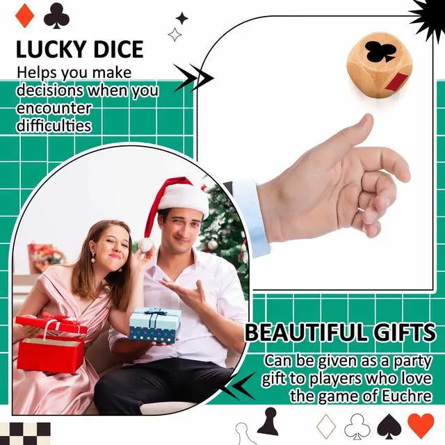 Alt view image 7 of 7 - 4 Pcs Wooden Marker Dice with Storage Box Big Size 1.57''(4cm) Ace Indicator Wooden Suit Dice Cube Clear Prints Euchre Cube Great Gift for Euchre Poker Cards Game (Brown,1.57'')