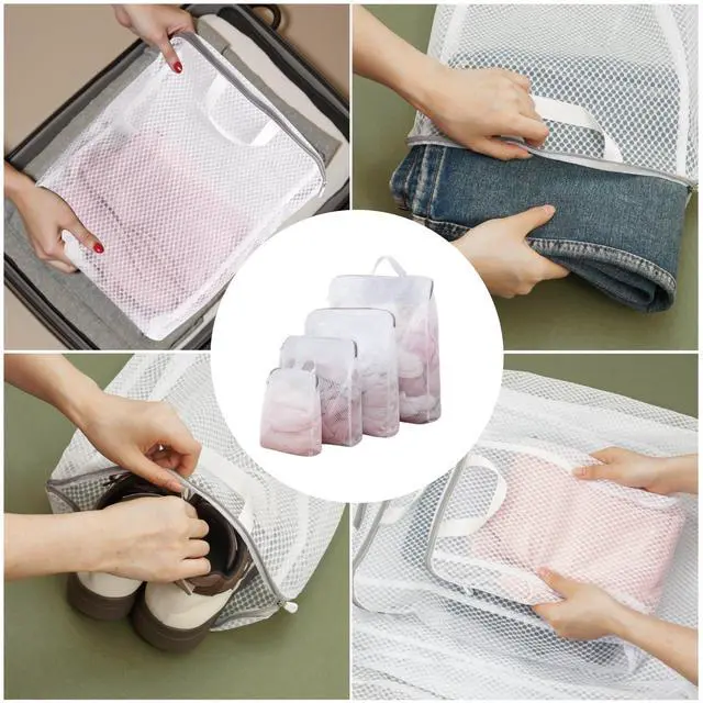 Alt view image 7 of 7 - GWT 4Pcs 3D Mesh Laundry Bags with Hanging Handles (S/M/L/XL) - Durable Zippered Wash Bags for Delicates, Shoes & Bulk Clothes - Space-Saving Foldable Design