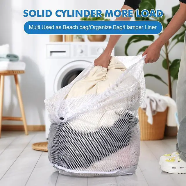 Alt view image 2 of 6 - 3 Pack XXL Mesh Laundry Bags for Delicates, Extra Large Laundry Wash Bags for Clothes,Bed Linen,Toys with Drawstring Closure Sturdy(3 XXLarge 28 x 26 Inches)