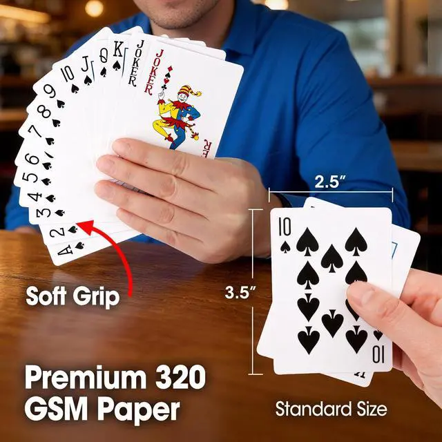 Alt view image 2 of 7 - Playing Cards, 26 Decks of Cards Bulk Standard Size Poker Cards, Perfect for Classic Card Games, Party Games, Blackjack, Card Games for Families & Magic Performances (Red/Blue)