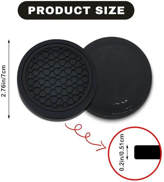 Alt view image 3 of 6 - 4PCS Car Cup Holder Coasters, 2.75 Inch Non-Slip Insert Cup Holder Pad, Dustproof Automotive Interior Accessories Mat, Universal for Trucks, Vehicles, RVs and More (Black)