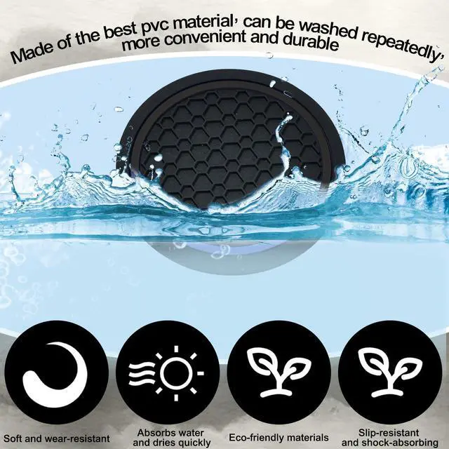 Alt view image 4 of 6 - 4PCS Car Cup Holder Coasters, 2.75 Inch Non-Slip Insert Cup Holder Pad, Dustproof Automotive Interior Accessories Mat, Universal for Trucks, Vehicles, RVs and More (Black)