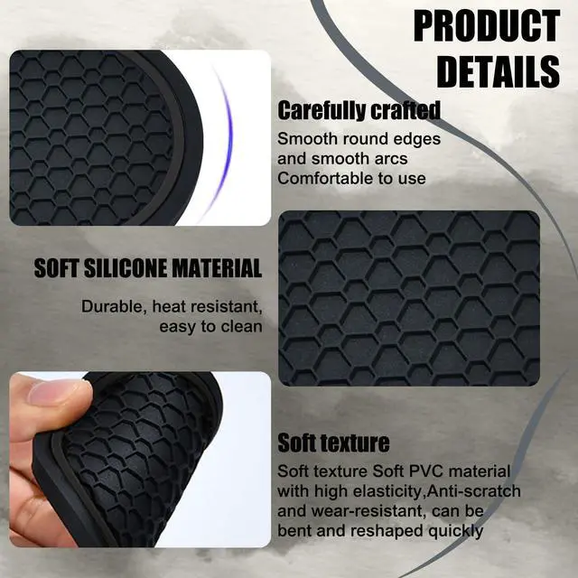 Alt view image 5 of 6 - 4PCS Car Cup Holder Coasters, 2.75 Inch Non-Slip Insert Cup Holder Pad, Dustproof Automotive Interior Accessories Mat, Universal for Trucks, Vehicles, RVs and More (Black)