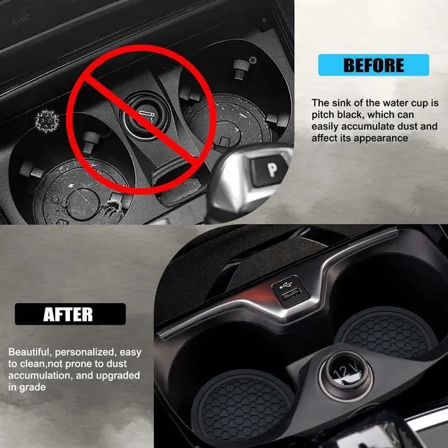 Alt view image 6 of 6 - 4PCS Car Cup Holder Coasters, 2.75 Inch Non-Slip Insert Cup Holder Pad, Dustproof Automotive Interior Accessories Mat, Universal for Trucks, Vehicles, RVs and More (Black)