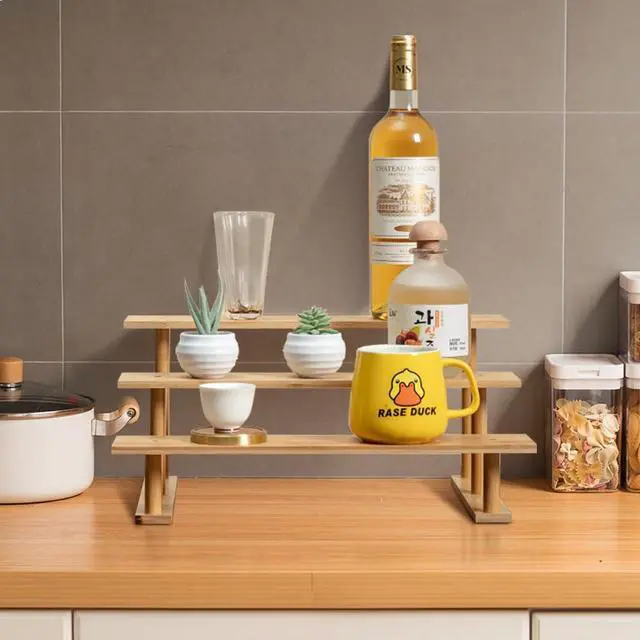 Alt view image 2 of 7 - Bamboo and Wood 3 Tier Cupcake Stand, Food Display Risers for Party , Statues and Lego Displays, Cologne Stand, Perfume Display Stand3 Tier1Pack