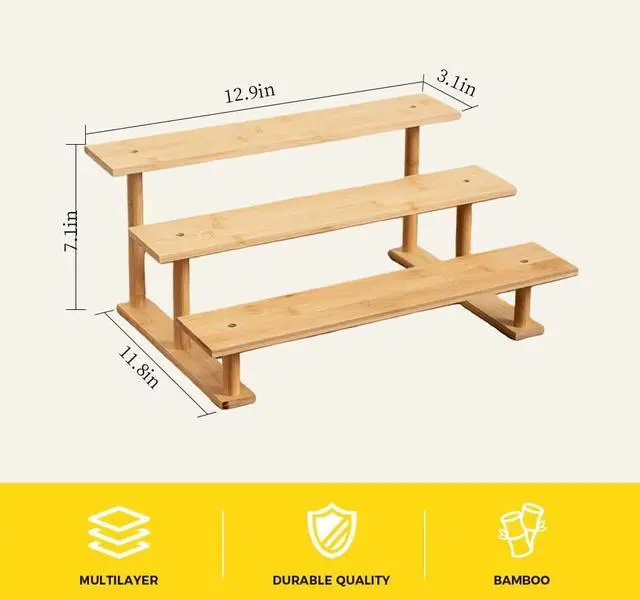 Alt view image 6 of 7 - Bamboo and Wood 3 Tier Cupcake Stand, Food Display Risers for Party , Statues and Lego Displays, Cologne Stand, Perfume Display Stand3 Tier1Pack