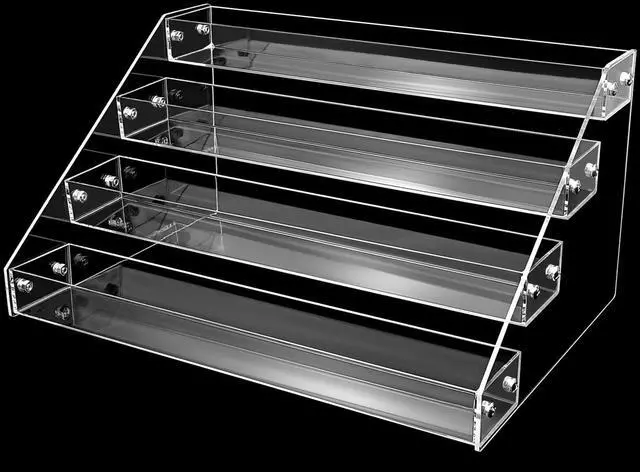 Main image of Acrylic Riser, 12in 4 Tier Display Organizer - Premium Clear Perfume & Skincare Organizer, Easy Assemble Cupcake Stand & Decoration Shelves