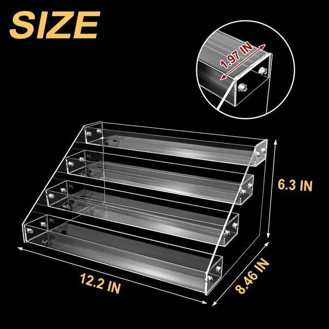 Alt view image 2 of 7 - Acrylic Riser, 12in 4 Tier Display Organizer - Premium Clear Perfume & Skincare Organizer, Easy Assemble Cupcake Stand & Decoration Shelves