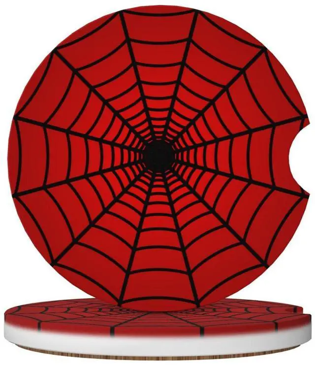 Main image of 2-Pack Car Coasters Red Spider Web, 2.56"
