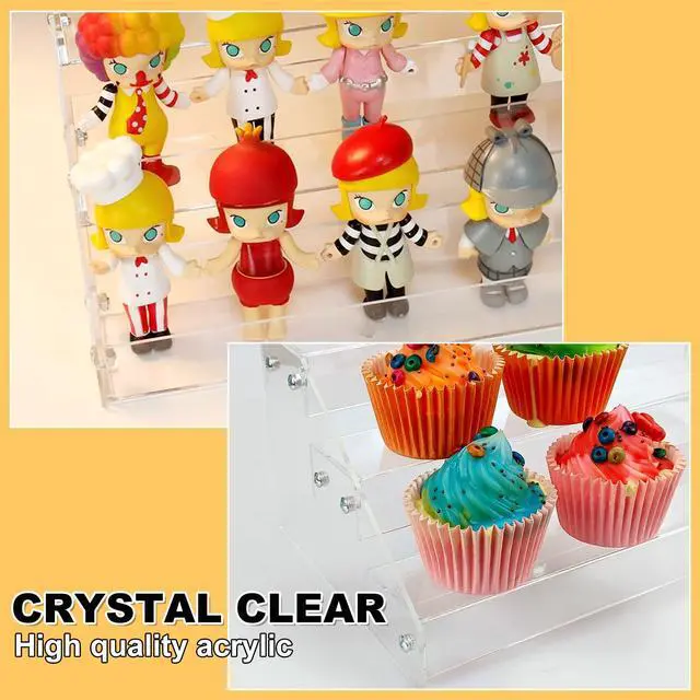 Alt view image 6 of 7 - Acrylic Riser, 12in 4 Tier Display Organizer - Premium Clear Perfume & Skincare Organizer, Easy Assemble Cupcake Stand & Decoration Shelves