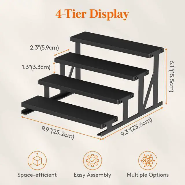 Alt view image 3 of 7 - Cologne Organizer for Men, Wooden Spice Rack, Cupcake Stand, 9.9" Display Riser for Perfume, Fragrance, Aftershave, Vanity, Bedroom, Bathroom Countertop Storage, Bkack, 1 Pcs