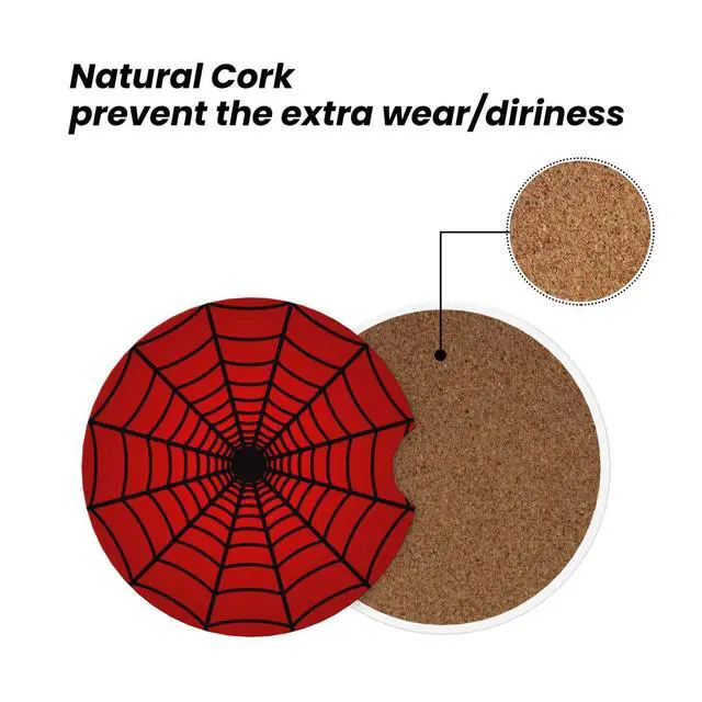 Alt view image 5 of 7 - 2-Pack Car Coasters Red Spider Web, 2.56"