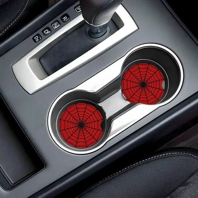 Alt view image 6 of 7 - 2-Pack Car Coasters Red Spider Web, 2.56"