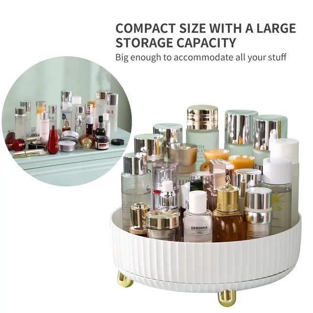 Alt view image 3 of 7 - Makeup Perfume Organizer, 360 Degree Rotating Lazy Susan Cosmetic Desk Storage Lotions Display Case Round Tray with Large Capacity, for your Jewelry