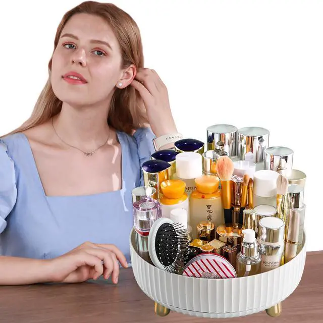 Alt view image 7 of 7 - Makeup Perfume Organizer, 360 Degree Rotating Lazy Susan Cosmetic Desk Storage Lotions Display Case Round Tray with Large Capacity, for your Jewelry