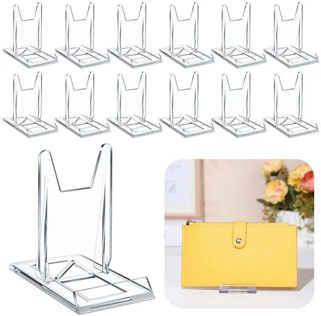 Main image of 12 Packs Adjustable Purse Display Stand Clear Acrylic Handbag Stand Holder for Wallet Purses Handbag Bag Jewelry Display Organizer for Party Weddings Home Decoration Birthdays