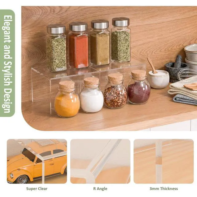 Alt view image 4 of 6 - Acrylic Shelf Riser 6x5.1x4 pack of 2, Clear Acrylic Stand for Figure, Cosmetics, Bags, Shoes, Toys, Collectibles, 6x5.1x4 Inch