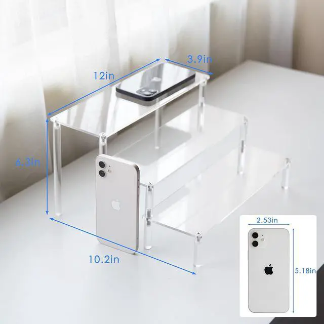 Alt view image 2 of 6 - Clear Acrylic Display Stand Display Shelf, 3 Tier Desserts Holder,3 Tier Cupcake Display Risers Steps for Organizer and Decoration (1 Pack - 12" x 10.2" x 6.3")