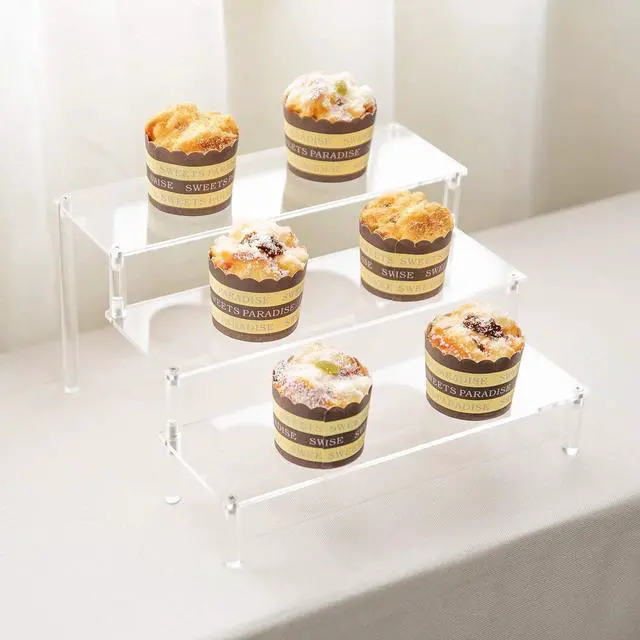 Alt view image 5 of 6 - Clear Acrylic Display Stand Display Shelf, 3 Tier Desserts Holder,3 Tier Cupcake Display Risers Steps for Organizer and Decoration (1 Pack - 12" x 10.2" x 6.3")
