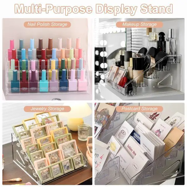 Alt view image 3 of 7 - 4-Tier Clear Acrylic Nail Polish Organizer Stand