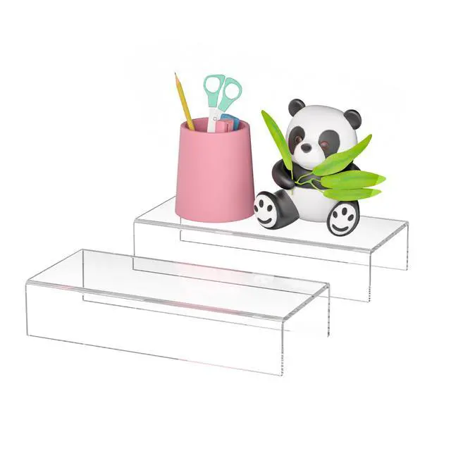 Main image of Acrylic Shelf Riser 10x4.3x2 pack of 2, Clear Display Shelf 10 for Figure, Cosmetics, Bags, Shoes, Toys, Collectibles, 10x4.3x2 Inch