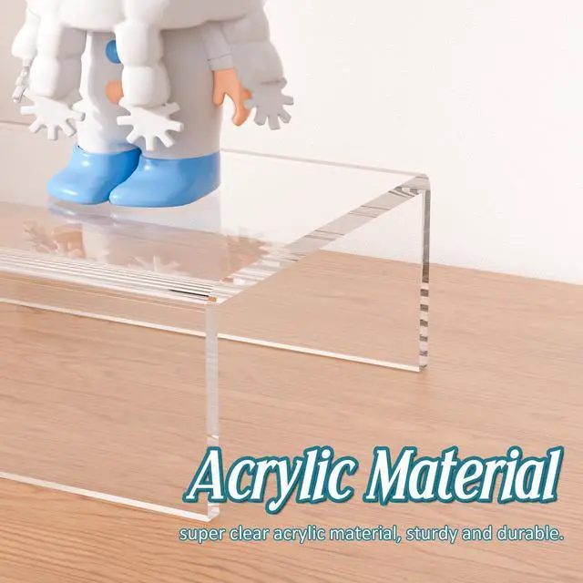 Alt view image 5 of 6 - Acrylic Shelf Riser 10x4.3x2 pack of 2, Clear Display Shelf 10 for Figure, Cosmetics, Bags, Shoes, Toys, Collectibles, 10x4.3x2 Inch