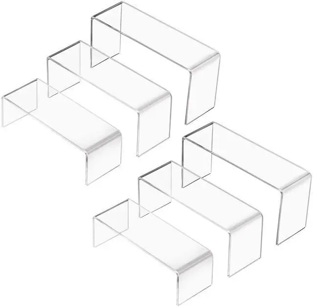 Main image of Acrylic Display Stand Riser Clear Small Acrylic Decorator Stand Shelf for Figures Pops, Jewelry, Cupcake, Dessert - 2 Sets