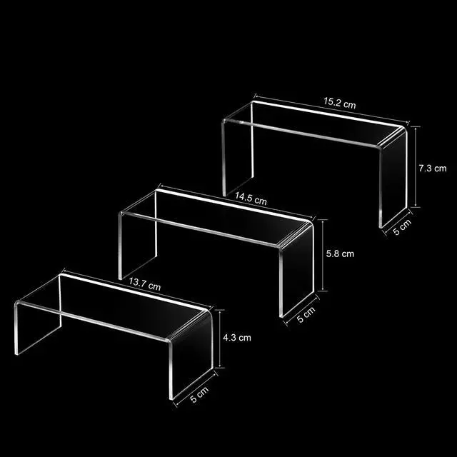 Alt view image 2 of 7 - Acrylic Display Stand Riser Clear Small Acrylic Decorator Stand Shelf for Figures Pops, Jewelry, Cupcake, Dessert - 2 Sets