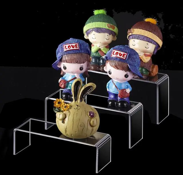 Alt view image 4 of 7 - Acrylic Display Stand Riser Clear Small Acrylic Decorator Stand Shelf for Figures Pops, Jewelry, Cupcake, Dessert - 2 Sets