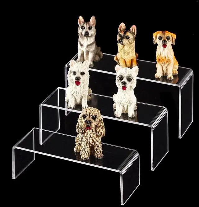 Alt view image 3 of 7 - Acrylic Display Stand Riser Clear Small Acrylic Decorator Stand Shelf for Figures Pops, Jewelry, Cupcake, Dessert - 2 Sets