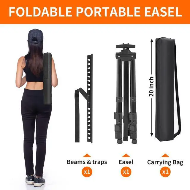 Alt view image 6 of 7 - Easel Stand for Sign, Adjuastable Travel Art Canvas Holder with Portable Bag, Metal Tripod Poster Holder Stand Height from 17 to 66 inches, Black
