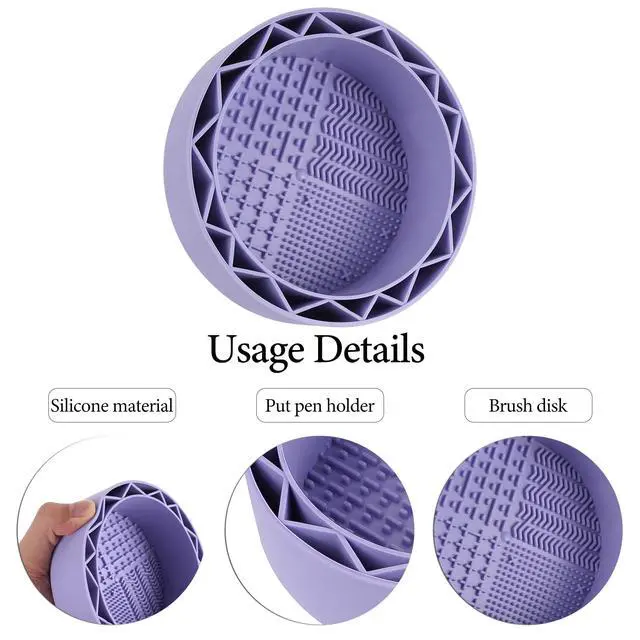Alt view image 3 of 6 - Pen Brush Washer, Watercolor Brush Cleaner, Silicone Brush Bowl Clean, Brush Holder Cleaner, Watercolor Painting Water Cup for Acrylic Oil Painti (1Pcs Purple)