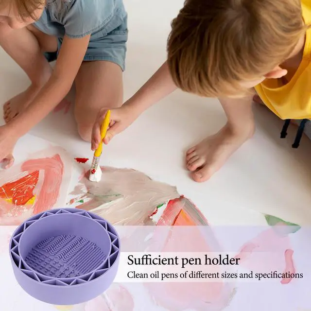 Alt view image 4 of 6 - Pen Brush Washer, Watercolor Brush Cleaner, Silicone Brush Bowl Clean, Brush Holder Cleaner, Watercolor Painting Water Cup for Acrylic Oil Painti (1Pcs Purple)