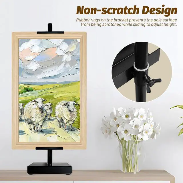 Alt view image 4 of 7 - 1 Pack Adjustable Tabletop Easel Stand, Metal Picture Stands for Display, Black Easel Picture Frame Holder Stand for Art Photo Signs, Table Easels for Display18 Inch Black