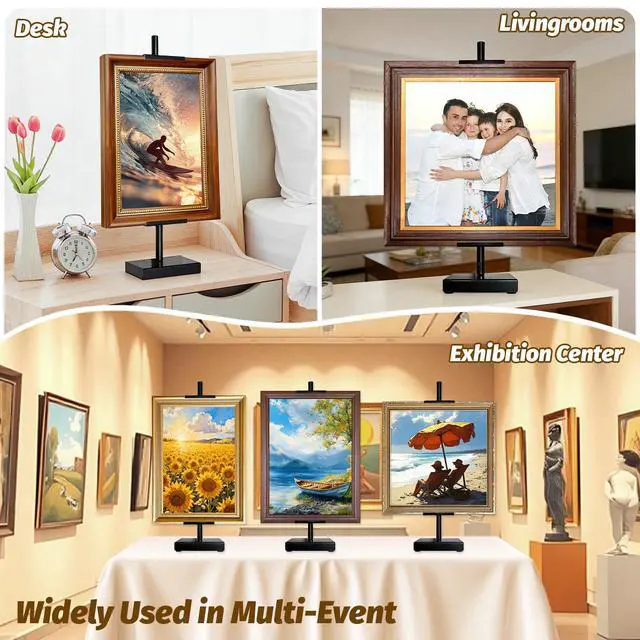 Alt view image 7 of 7 - 1 Pack Adjustable Tabletop Easel Stand, Metal Picture Stands for Display, Black Easel Picture Frame Holder Stand for Art Photo Signs, Table Easels for Display18 Inch Black
