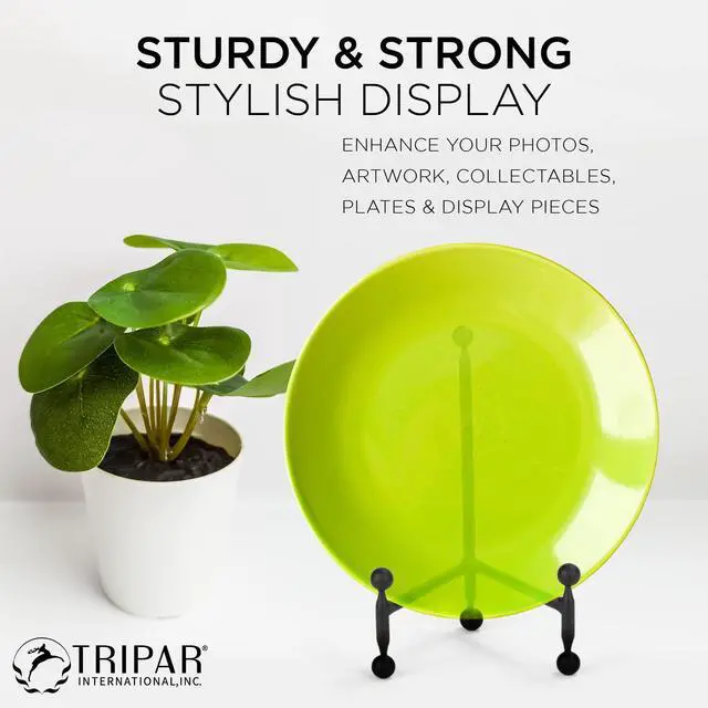 Alt view image 5 of 6 - Modern Tripod Easel Display, Black Finish, Lightweight & Durable Design, Perfect for Displaying Pictures, Artwork, Plates, Tiles, & More, 8 Inch