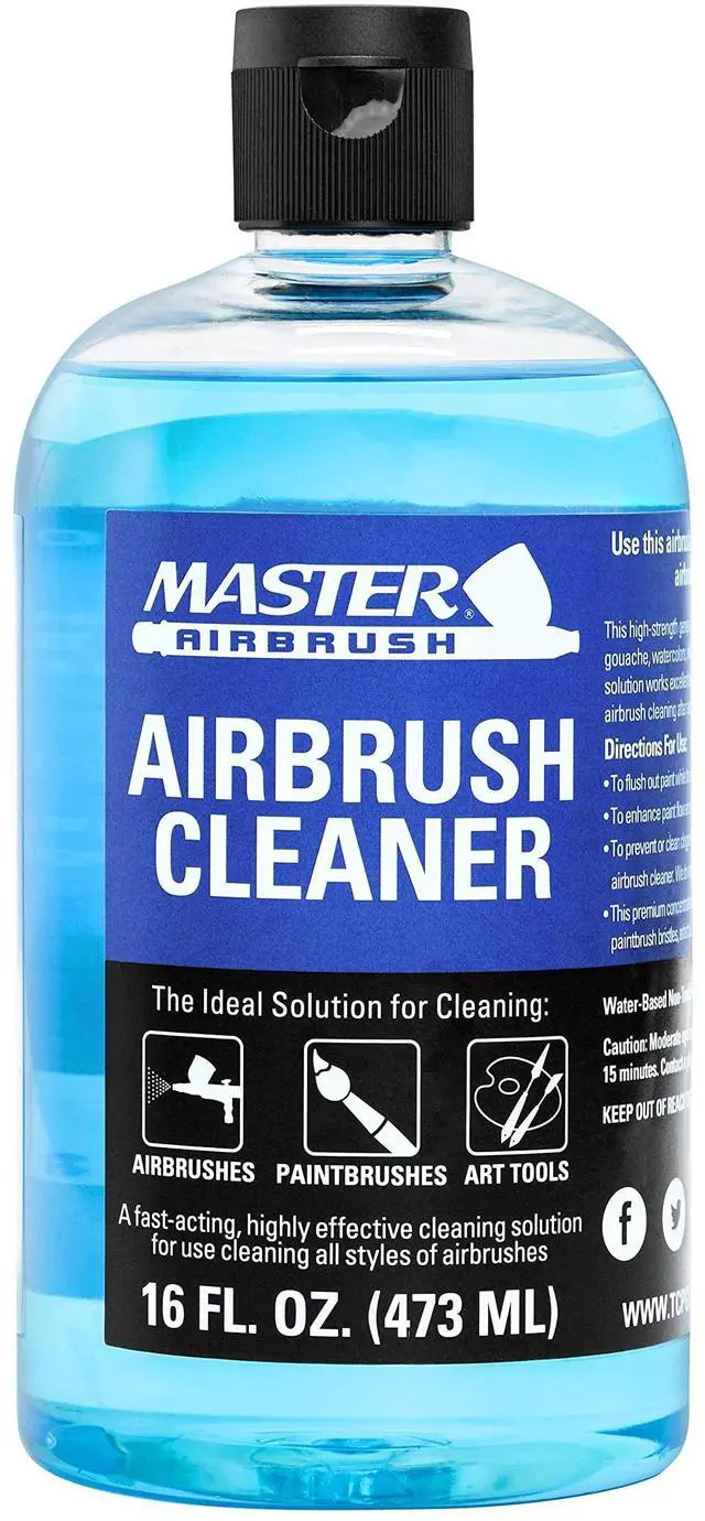 Main image of Cleaner, 16-Ounce Pint Bottle - Fast Acting Cleaning Solution, Quickly Remove Water-Based Acrylic Paint, Watercolor, Makeup - Clean Clogged Airbrushes, Brushes, Artist Tools
