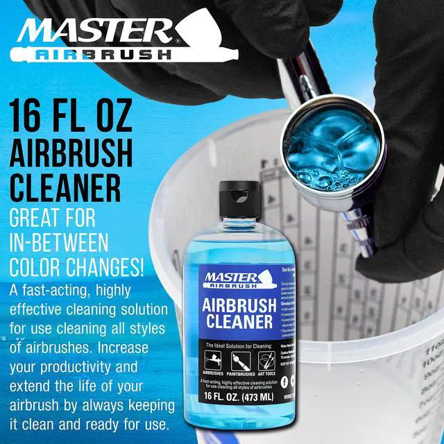 Alt view image 2 of 6 - Cleaner, 16-Ounce Pint Bottle - Fast Acting Cleaning Solution, Quickly Remove Water-Based Acrylic Paint, Watercolor, Makeup - Clean Clogged Airbrushes, Brushes, Artist Tools